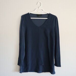 Tribal Women's Small Blue V-Neck Lightweight Relaxed Long Sleeve‎ Flowy Top